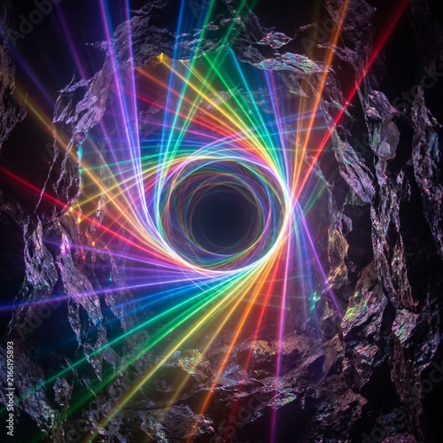 Prismatic Light Tunnel with Vibrant Spectrum Reflections