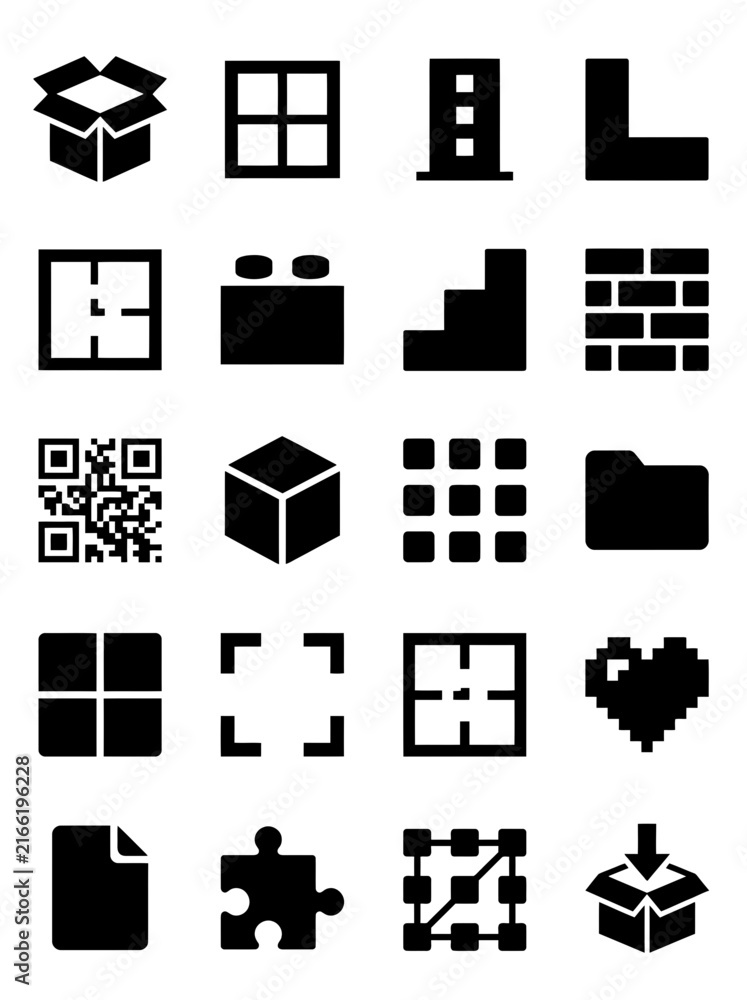 Fototapeta premium Building Blocks And Digital Interface Icons Collection