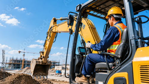 Construction worker during an authentic lifestyle moment with natural light purposeful action and human interaction