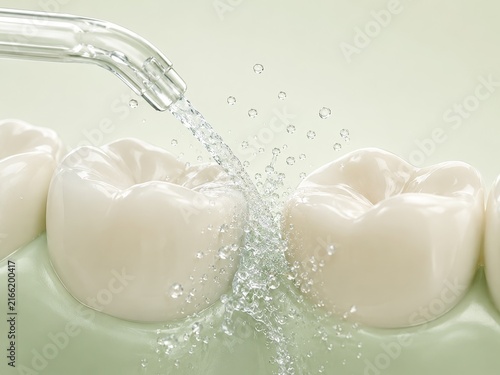 Water Flosser Jet Between White Molars