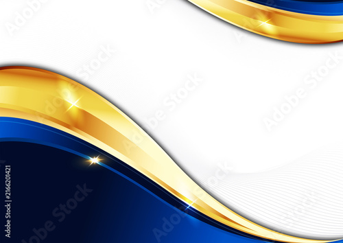 abstract golden corporate certificate background with a formal navy and gold wave template