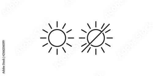 Sun light intensity icon with bright and no sun light variations vector illustration.