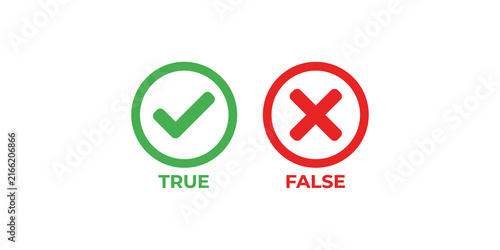Obraz na płótnie True and false circular checkmark and cross symbols for user interface design