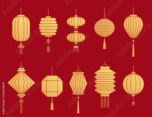 Asian lantern collection. Traditional Chinese lanterns for Mid Autumn or New Year decoration