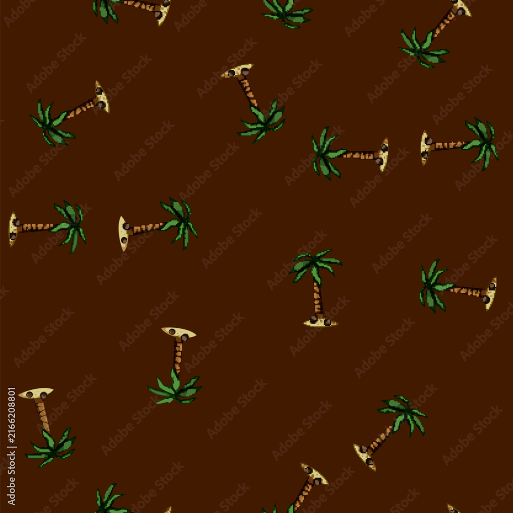 Fototapeta premium seamless pattern silhouette palm coconut cartoon. branch foliage, vacation graphic, botany green silhouette palm coconut sign vector