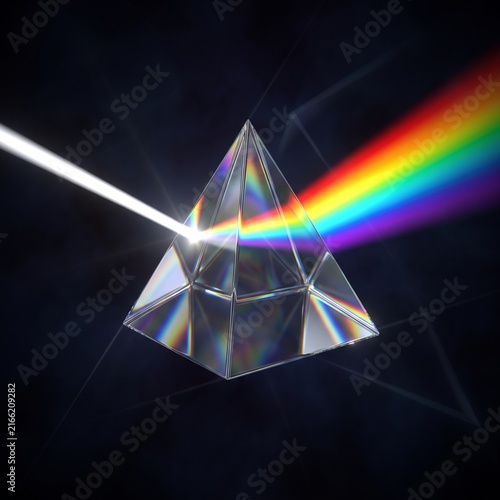 Floating Glass Pyramid Splitting Light into Rainbow Spectrum