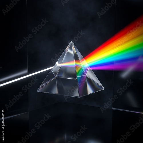 Floating Glass Pyramid Splitting Light into Rainbow Spectrum