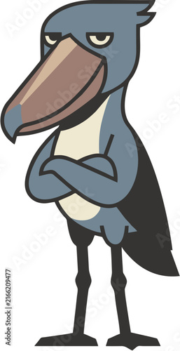 A cheerful cartoon character in a blue suit and hat walking energetically.