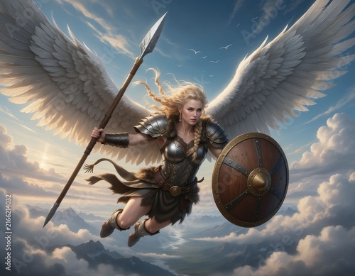Fototapeta Valkyrie warrior flying