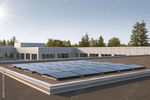 Rooftop solar installation on existing commercial office building