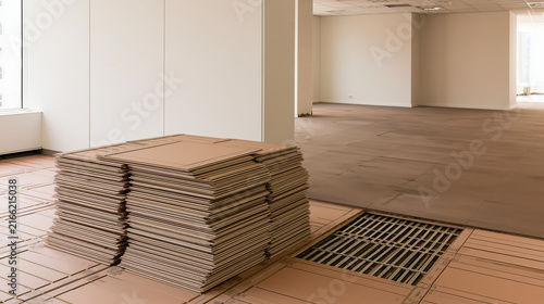 Reusable raised access floor panels removed during renovation