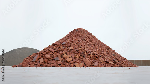 Pile of crushed recycled brick aggregate at material recovery facility