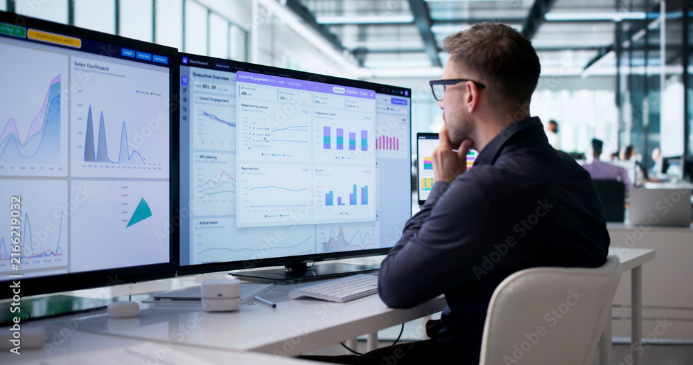 Naklejka premium Young Data Analyst Focused