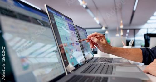 Mature Woman Analyzes Safety Data On Laptop