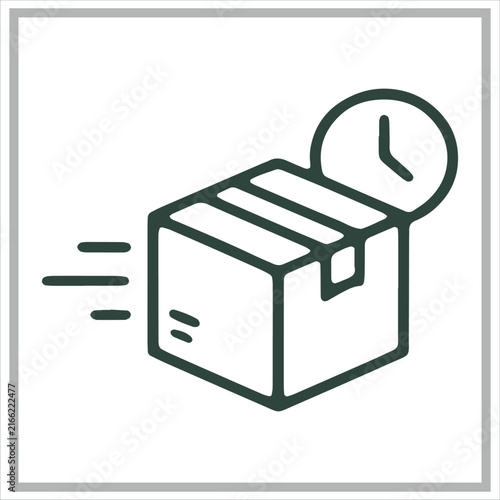 Bild auf Leinwand Fast delivery box icon with a clock symbol representing quick shipping and expre