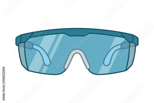 Blue Safety Goggles Flat Vector Illustration