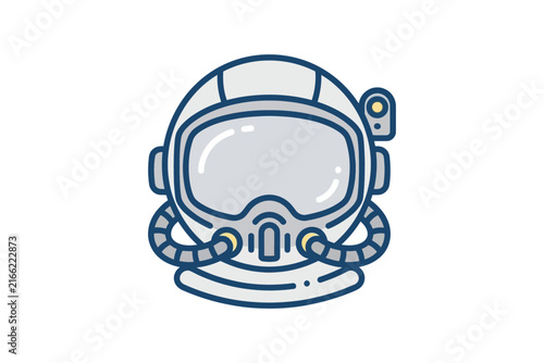 Astronaut Helmet Flat Vector Illustration
