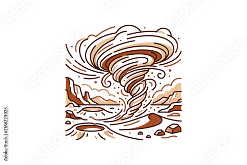 Tornado Desert Landscape Vector Illustration