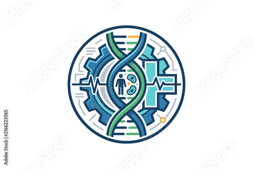 Medical Biotechnology DNA Gear Emblem