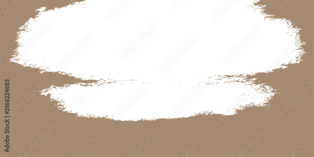 Fototapeta premium Beige brush stroke frame with rough textured edges on a white background