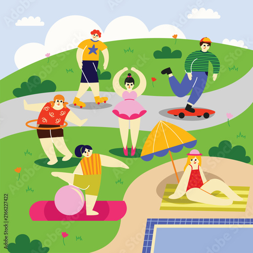Playful Outdoor Activity Character Illustration