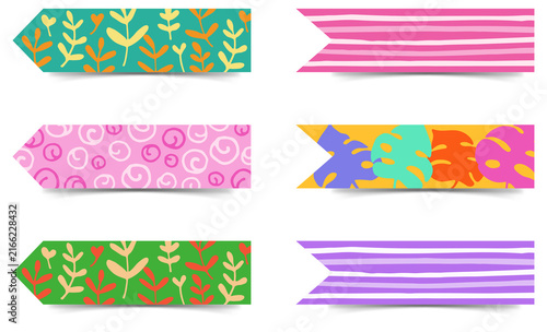 Vibrant colorful banners for website or social media decoration on transparent background