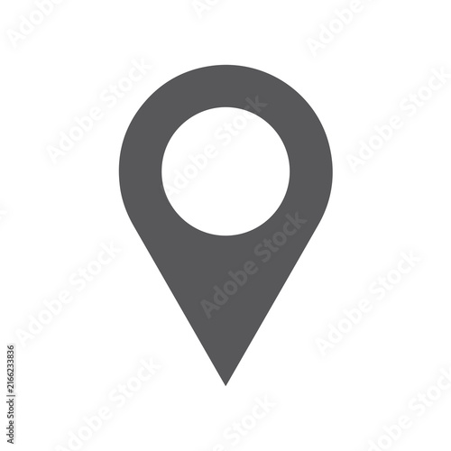 Cuadro en lienzo Dark grey map pin icon effectively marks a precise geographical spot or point of interest on a digital navigation system