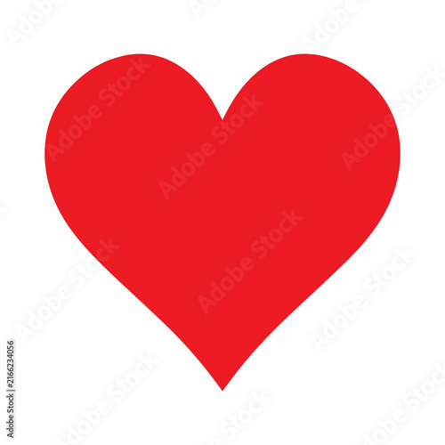 Red heart shape centered on a white background represents love, romance, and affection concept.