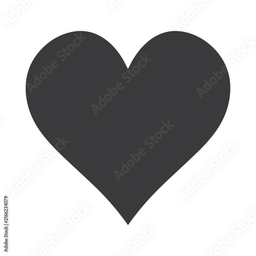 Dark grey heart symbol stands isolated in the center of a plain white background.