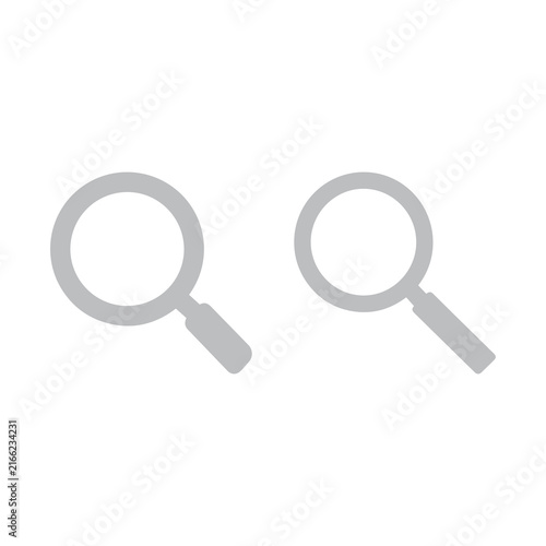 Two grey magnifying glass icons on a transparent background represent search and investigation.