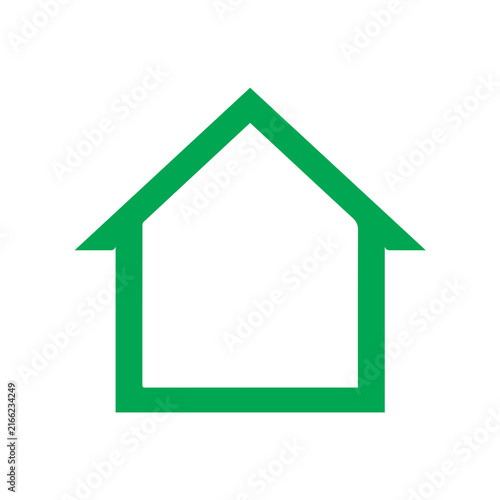 Green house outline icon on transparent background represents real estate or property.