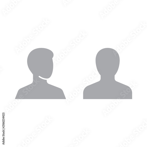 Grey human avatar profile icons set on a transparent background representing user communication.