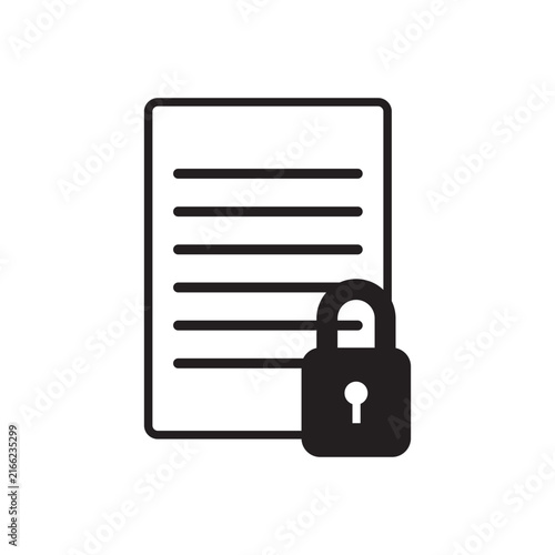 File Document with Lock Line Icon for Data Privacy Vector