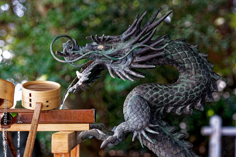 Fototapeta premium Dragon Water Spout at Kawagoe Hikawa Shrine