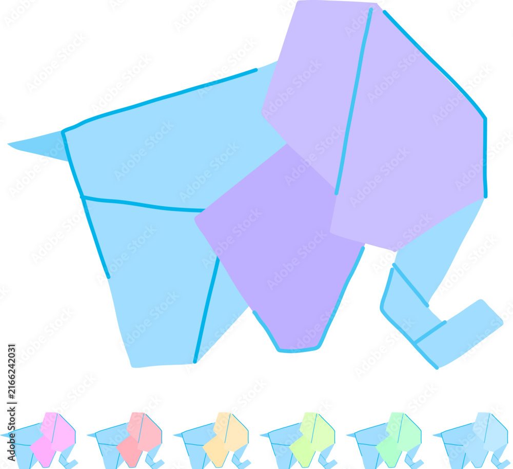 Naklejka premium rabbit origami animals cartoon. elephant swan, butterfly dog, fish horse rabbit origami animals sign vector