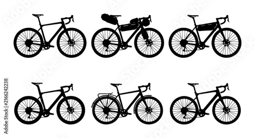 Bicycle Silhouettes Collection: Touring, Gravel, Commuter, Road Bikes, Vector Icons