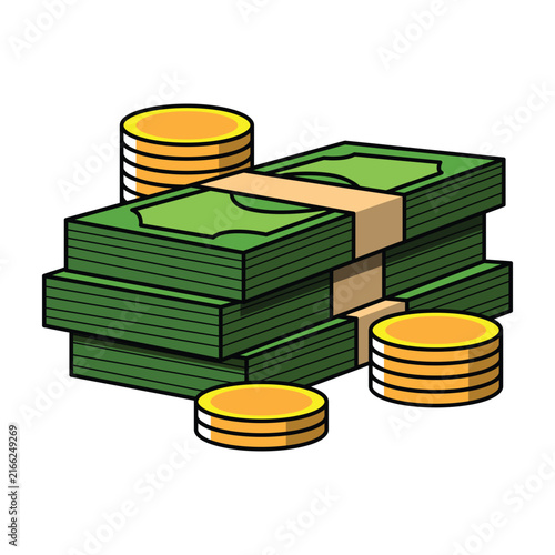 Stack of Money and Coin