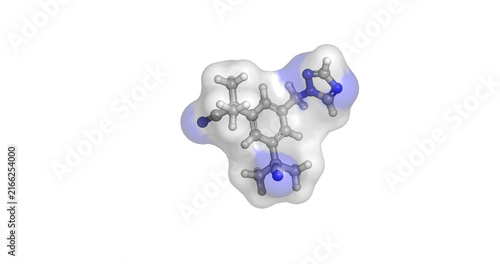 Anastrozole, potent third-generation non-steroidal aromatase inhibitor used primarily in the treatment of hormone receptor-positive breast cancer, 3D molecule 4K