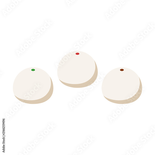 Flat vector icon of fluffy steamed white baozi buns isolated on a transparent background.