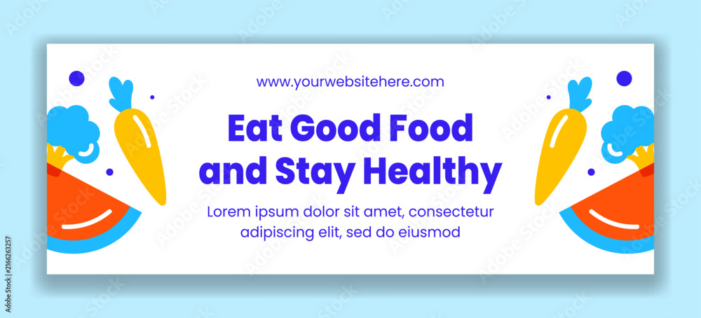 Fototapeta premium World Food Day Social Media Cover Flat Cartoon Templates Background Illustration