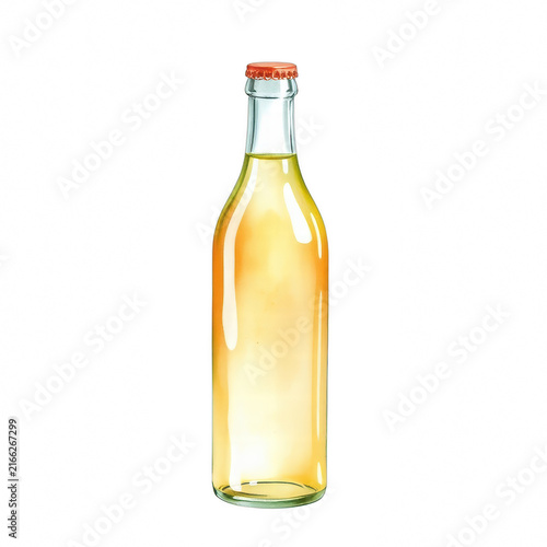 Glass Bottle of Golden Liquid Isolated on Black
