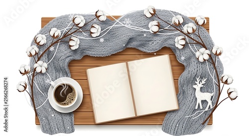 Wooden picture frame with floral wreath and deer design
