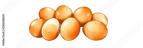 Fresh whole brown eggs isolated on black background