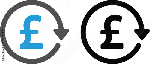 Obraz na płótnie British Pound sterling currency exchange icons with circular arrows for financial business