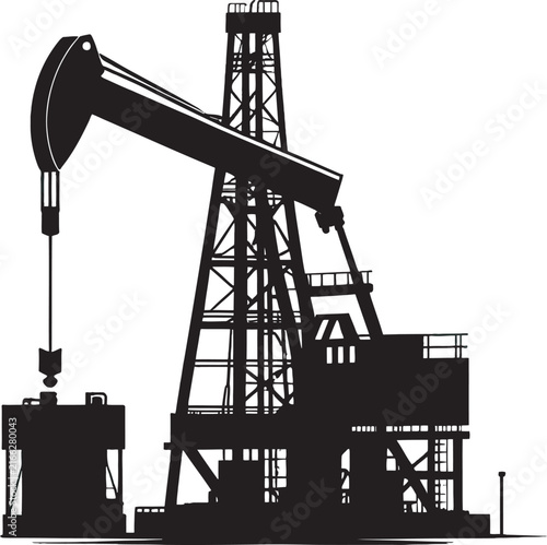 Oil Pump Jack Silhouette Representing Fossil Fuel Extraction and Energy Production