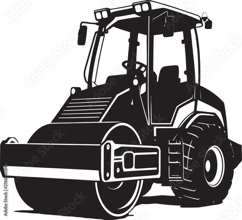 Road Roller Illustration of a Heavy Construction Vehicle for Paving and Infrastructure Projects