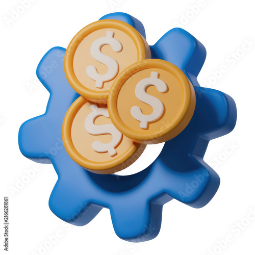 3D financial growth gear graphic