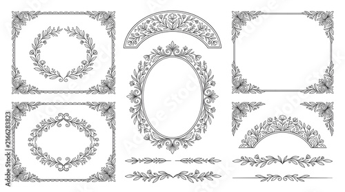 Elegant Vintage Floral Decorative Frame and Border Collection