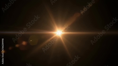 _Bright sun glow with soft flare streaks, black background_