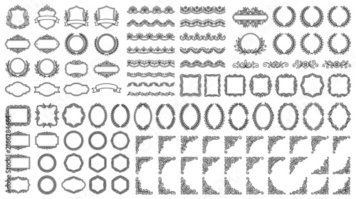 Decorative Geometric Shapes and Border Elements Collection